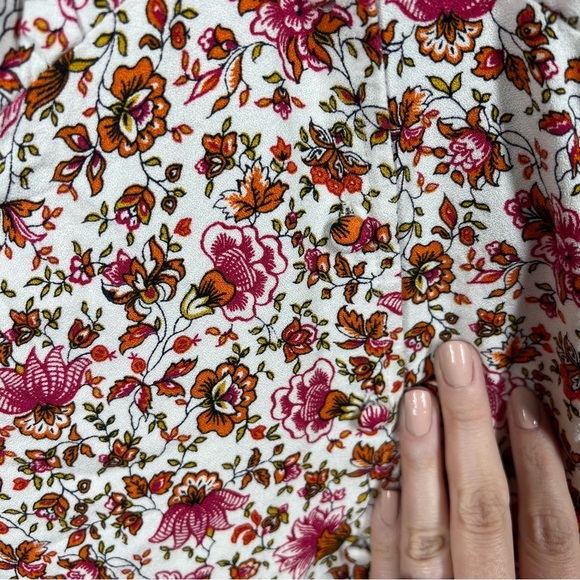 Old Navy Pink Floral Button Front Crepe Short Sleeve Dress - Picture 3 of 6